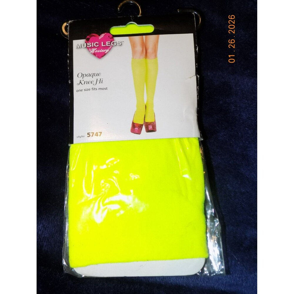 New Music Legs women's opague knee high one size yellow